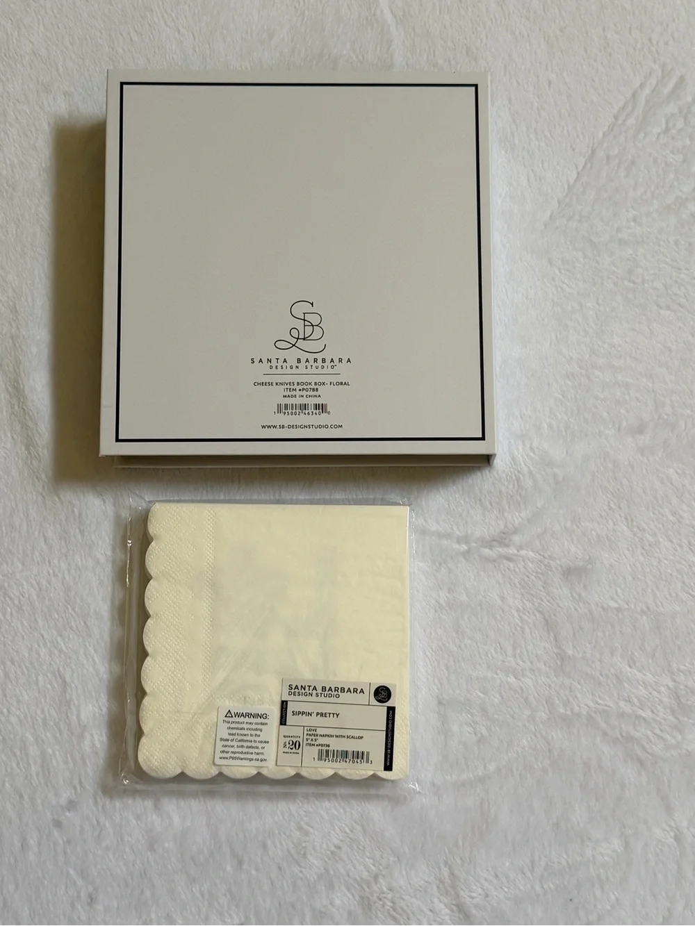 Santa Barbara “For the Love of Cheese” Knife Book Set with LOVE Scalloped Napkin